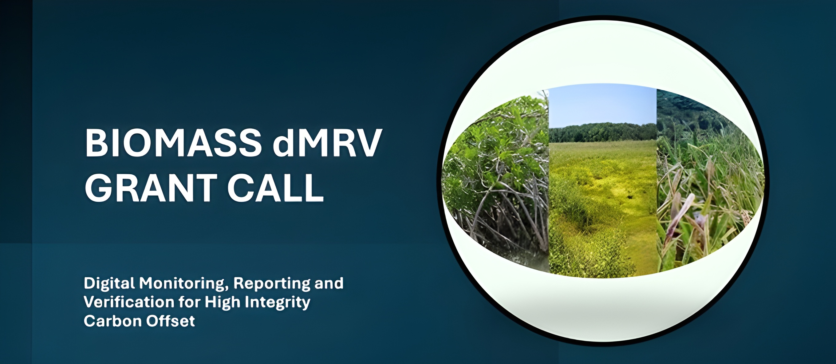 Picture with the title of biomass grant call and images showing mangrove, crops